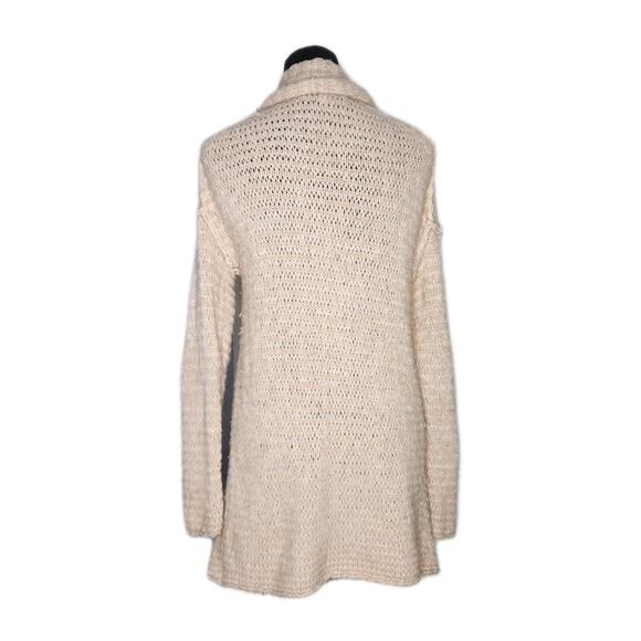 Brochu Walker Alpaca Camel Shaggy Beige Open Front Chunky Knit Cardigan Size Xs - Picture 3 of 7